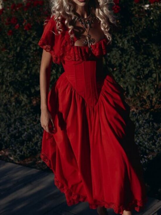 Selkie The Revolt Red Cupid Midi Dress Medium - Picture 13 of 14